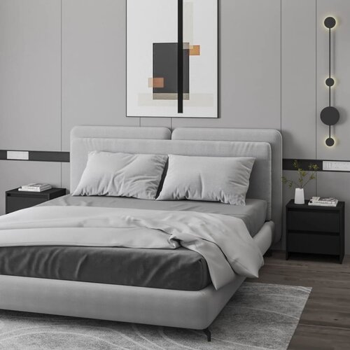 VidaXL Nočna omarica 2 kosa črna 45x34,5x44,5 cm iverna plo&amp;scaron;ča Slike