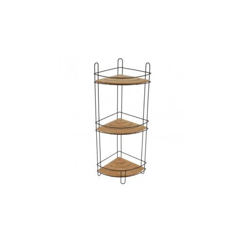  Polica ugaona trostruka 61,5x27x20 cm mdf/bambus crna Cene