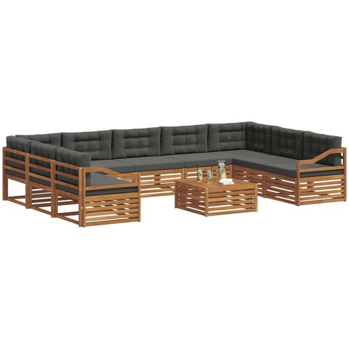  Set vanjskih sofa 10 kom. Prirodna i antracit Slike