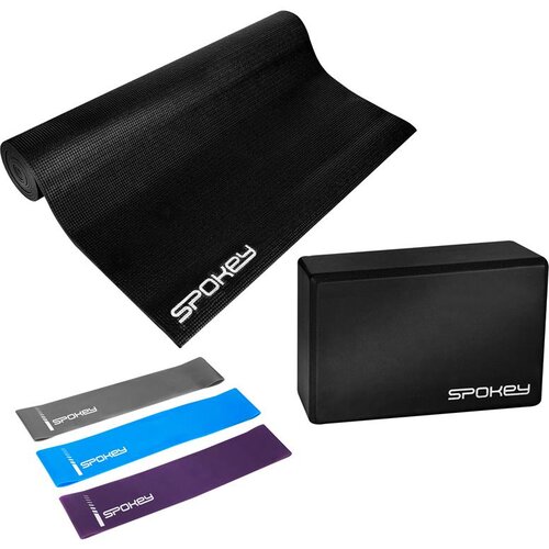 Spokey MANTRA Yoga Set - Pad + Block + Resistance Rubber Slike