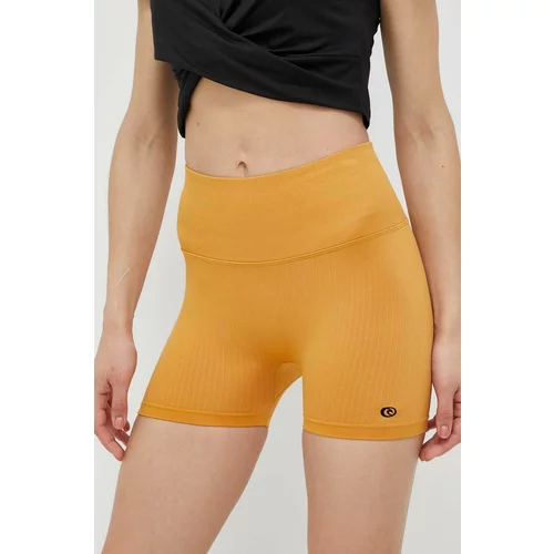 Rip Curl Kratke hlače za trening boja: žuta, glatki materijal, visoki struk