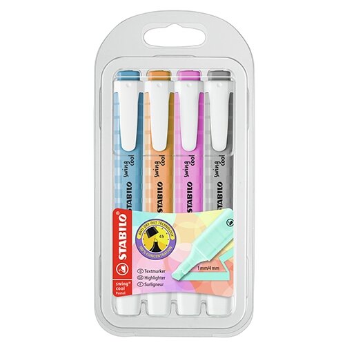 Stabilo osvetljevalec swing cool pastel, PET &amp;scaron;katla za 4, (21655442) Slike