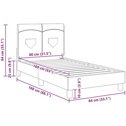  Krevet za djecu s uzglavljem Tamno siva 80 x 160 cm tkanina Slike