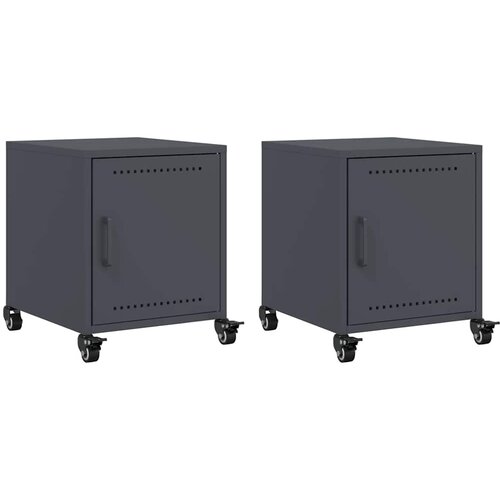 Maison Chic Dvo delni komplet Nočne omarice - Nočne mize antracit 36x39x43,5 cm jeklo, (21688840) Slike
