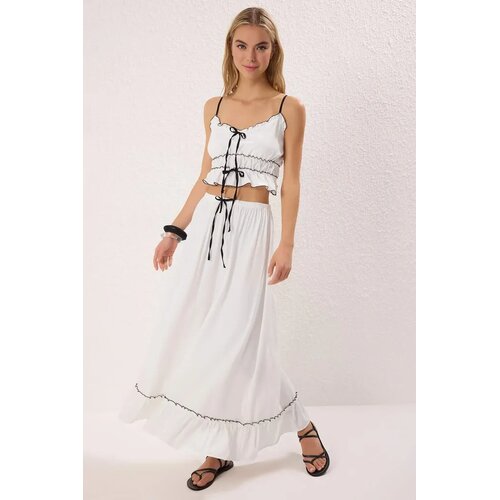 Trendyol ženski komplet bluza i suknja Tbess25Au00110, beli Slike