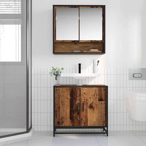 VidaXL kupaonski ormarić za sudoper staro drvo 65 x 33 x 60 cm Slike