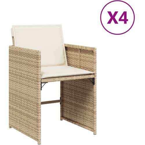 Maison Chic Vrtni stoli - Stol za vrt z blazinami 4 kosi bež poli ratan JS2212, (21876772) Slike