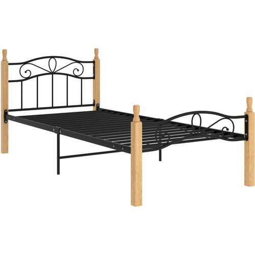 Maison Chic Posteljni okvir - Enojna postelja - Postelja za odrasle črna kovina in trdna hrastovina 100x200 cm-J8542, (21773009) Cene