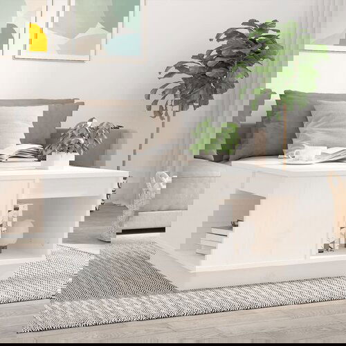 VidaXL Klubska mizica bela 60x61x32,5 cm trdna borovina Slike