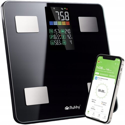  Pametna LCD kopalniška osebna tehtnica z aplikacijo do 226kg črna Cene