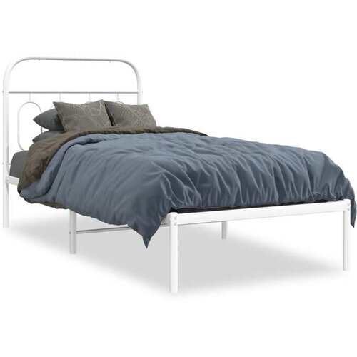 vidaXL Metalni okvir za krevet s uzglavljem bijeli 80x200 cm Cene