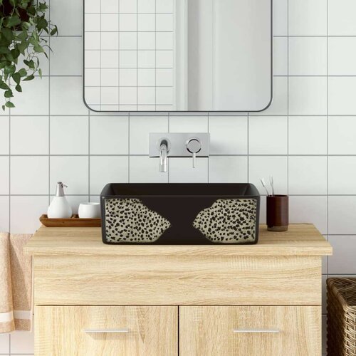 Nadgradni umivaonik crni pravokutni 46 x 35 5 x 13 cm keramički Cijene