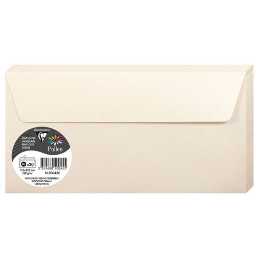 Clairefontaine kuverte Pollen 110x220mm 120gr perlasto cream 1/20 Slike