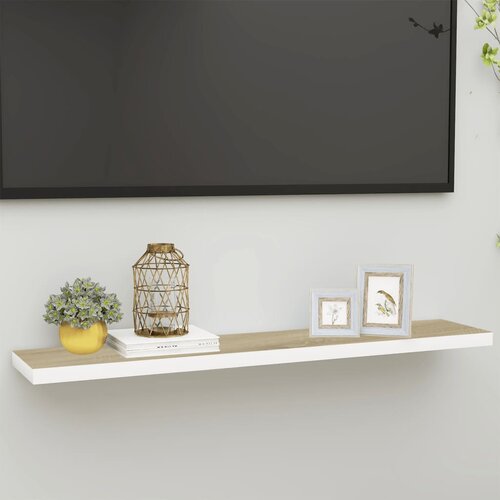 vidaXL Stenska polica barva hrasta in bela 120x23,5x3,8 cm MDF Cene