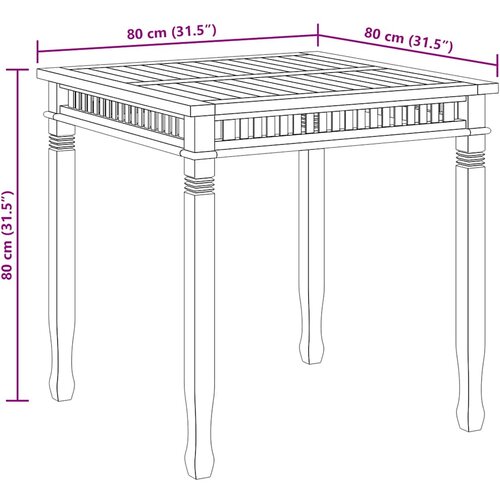  Vrtni blagovaonski stol 80 x 80 x 80 cm od masivne tikovine Slike