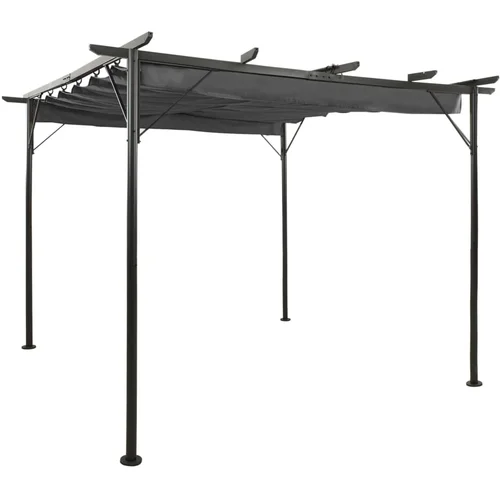  Pergola s pomičnim krovom antracit 3 x 3 m čelična 180 g/m²