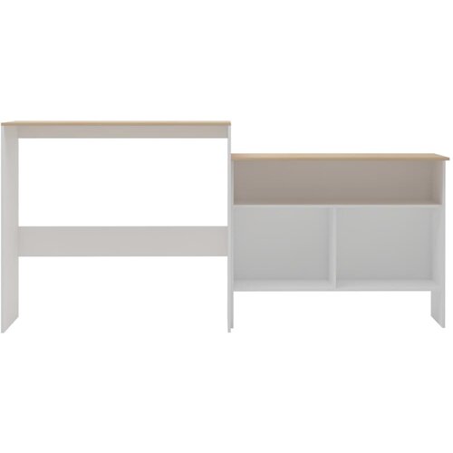  Barski stol s 2 stolne ploče bijelo i boja hrasta 130x40x120 cm Slike