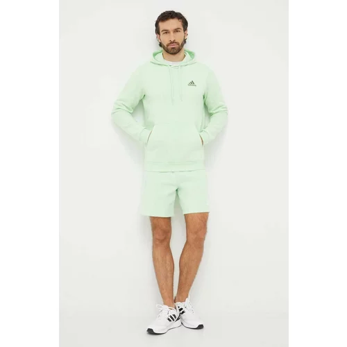 Adidas Pulover moška, zelena barva, s kapuco
