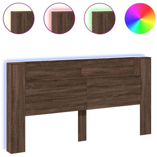 Maison Chic posteljno vzglavje - vzglavna omarica - nočna omarica led rjavi hrast 200x16,5x103,5 cm, (21705648) Slike
