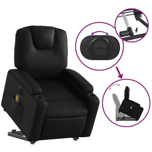 VidaXL Električni masažni naslonjač na podizanje od umjetne kože crni Slike