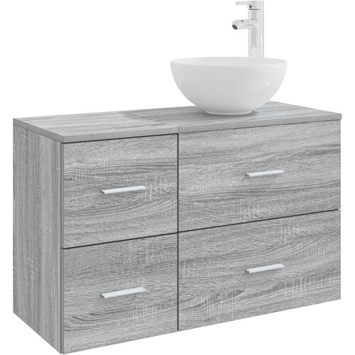 vidaXL Komplet pohištva za kopalnico 2 pcs Siva Sonoma Inženirski les, (5000245437) Cene