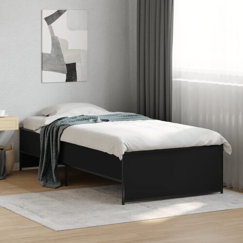  Okvir za krevet crni 75 x 190 cm od konstruirano drvo i metal Cene