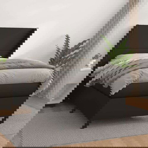 Box spring postelja z vzmetnico črn 100x200 cm umetno usnje, (20846720) Slike