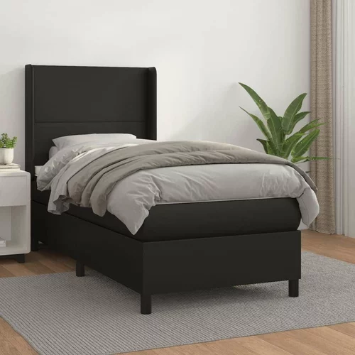  Box spring postelja z vzmetnico črn 100x200 cm umetno usnje, (20846720)
