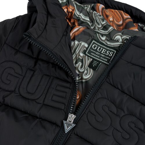 Guess Puhovke HOODED LS PADDED JACKET W/ZIP Črna Slike