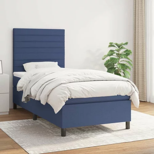 Box spring postelja z vzmetnico moder 90x190 cm blago, (20893000)