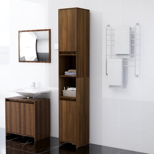 The Living Store Kopalniška omarica rjavi hrast 30x30x183,5 cm konstruiran les - Kopalniška Omarica, (21436608) Cene