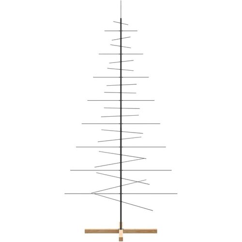 VidaXL Metalno božićno drvce s drvenom bazom crno 210 cm Slike