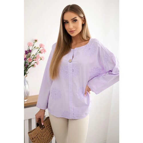 Kesi Włoski Shirt blouse with an embroidered pattern violet Cene