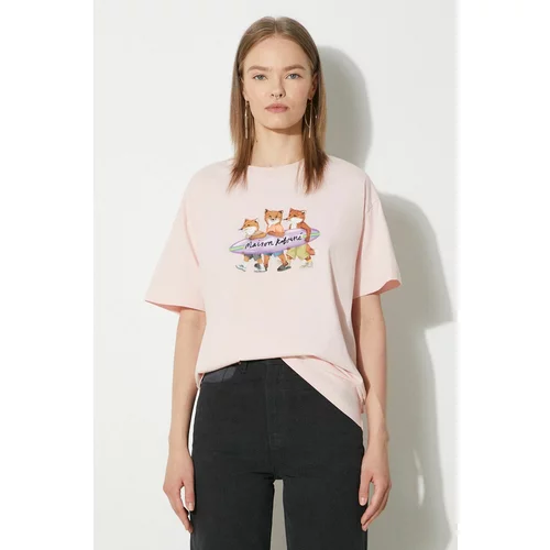 MAISON KITSUNÉ Pamučna majica Surfing Foxes Comfort Tee Shirt za žene, boja: ružičasta, MW00116KJ0136