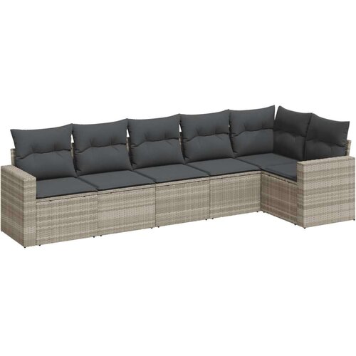 VidaXL 6-dijelni set vrtnih sofa od poliratana s jastucima svjetlosivi Slike