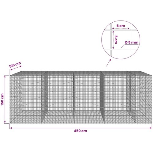  Gabion s žicom debljine 5 mm i mrežom 5x5 cm 450x100x150 cm - 100 cm 150 cm 450 cm Slike