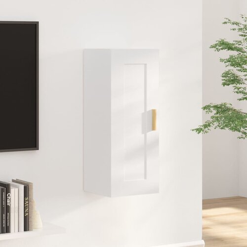 vidaXL Stenska omarica visok sijaj bela 35x34x90 cm konstruiran les Cene
