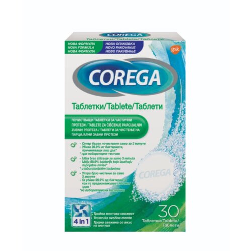 Corega tablete za čišćenje zubnih proteza 30 tableta 1 tabla – 6 komada Cene