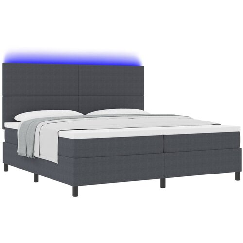 vidaXL Postelja s škatlo za vzmet z vzmetnico in LED Temno siva 200x200 cm Kordurojska tkanina, (22082910) Cene