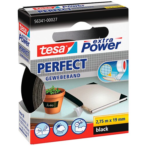 Tesa Trak s tkanino Tesa extra Power Perfect (črn, 2,75 m x 19 mm) Cene