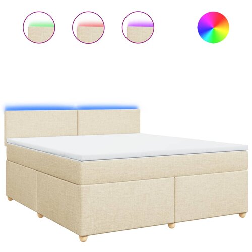 vidaXL Box spring postelja z vzmetnico krem 180x200 cm blago, (21307284) Cene