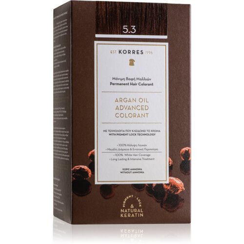 Korres Argan Oil permanentna barva za lase z arganovim oljem odtenek 5.3 Golden / Honey Light Brown Cene