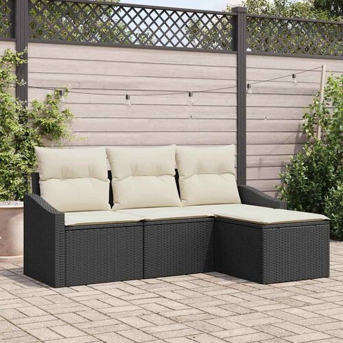  Set sofe s jastukom 4 pcs Crna poliratan Cene