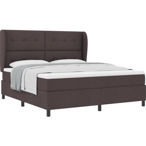 vidaXL Box Spring postelja z vzmetnico v temno rjavi barvi, 180x200 cm, tekstil, (22051071) Cene