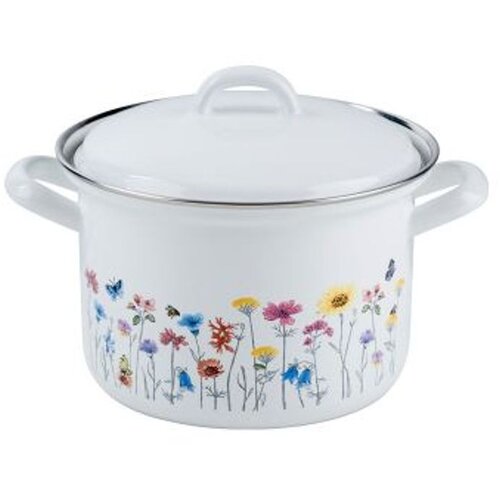 RIESS Lonec s pokrovom Flora 14cm / 1l / dvojni ročaj / emajl, (20928646) Slike