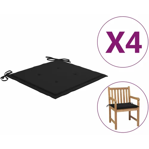 vidaXL jastuci za vrtne stolice 4 kom crni 50 x 50 x 3 cm od tkanine