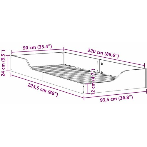  Krevetna konstrukcija Smeđa 90 x 220 cm Čvrsto borovo drvo Bež Slike