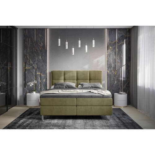 Esposa POSTELJA Z VZMETNICO 180 cm x 200 cm , tekstil olivno zelena Slike