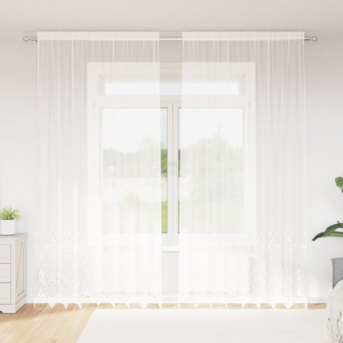 vidaXL Zavjese sa zavjesama Cvjetni Bijelo 200 x 280 cm Poliester Cijene