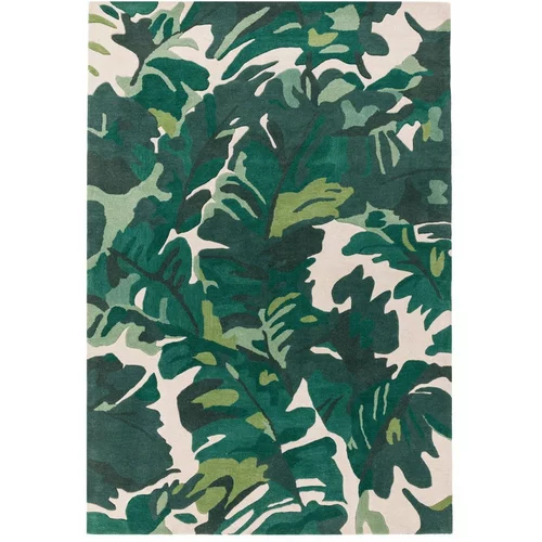 Asiatic Carpets Temno zelena ročno tkana volnena preproga 160x230 cm Matrix –